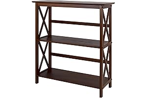 Casual Home 5-Tier Mission Style Bookshelf with Adjustable Shelves for Living Room, Home Office, Brown