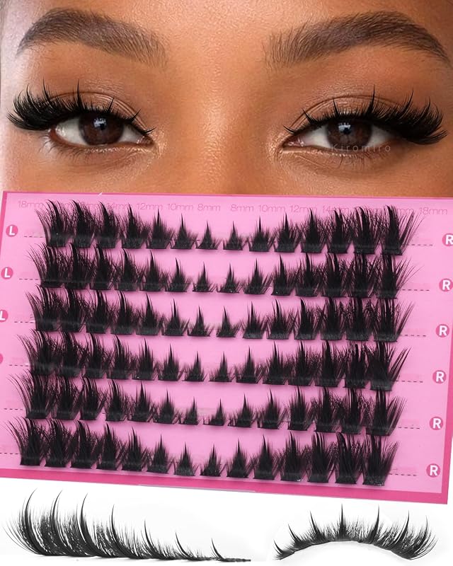 Cílios postiços em tufos espigados Kiromiro, modelo cat eye pré-mapeado