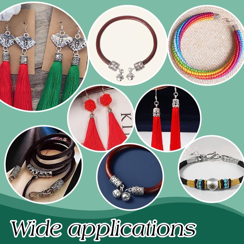 PH PandaHall 120pcs 4 Colors Cord End Caps Jewellery End Caps Tassel Cap Leather Bracelet Making Kit Alloy Chain Ends for Jewellery Making Kumihimo Supplies, Inner Diameter: 5.5mm