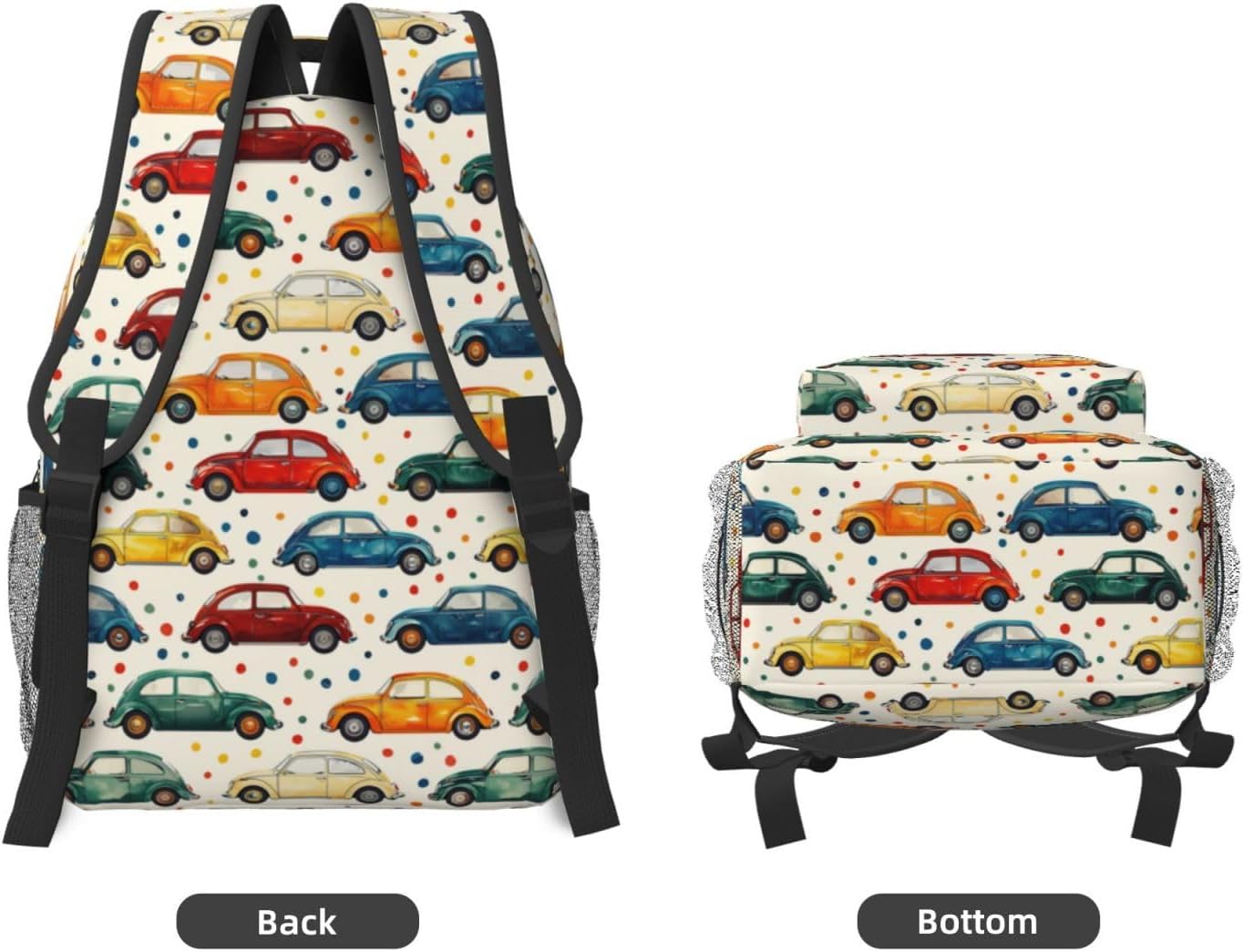 Playful Car Backpack, School Laptop Travel Polyester Funny Colorful Cars Backpacks for Women Kids, Work Sports Back Pack Casual Daypack, Lightweight Rucksack Gifts for Hiking Camping Gym image 3