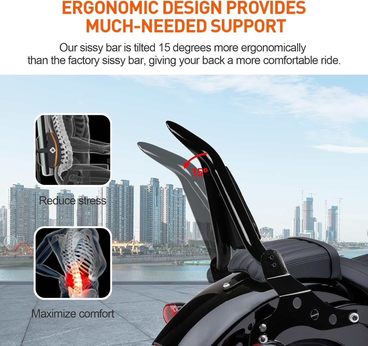 Sissy Bar Fit for Harley Breakout Fat Boy FLFBS 114, FLFB 107, 2018-2023, FXSB, FXBRS 114, FXBR 107, 2013-2022, Detachable Passenger Backrest Rear Pad (Black)