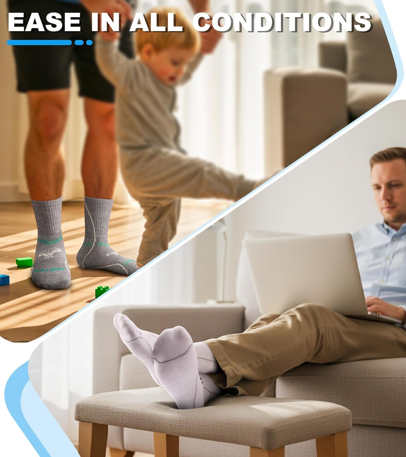 Bigant Mens Socks Athletic Compression Cushioned Crew Performance Sports Work Socks Running Arch Support Upgraded Wicking - Image 2