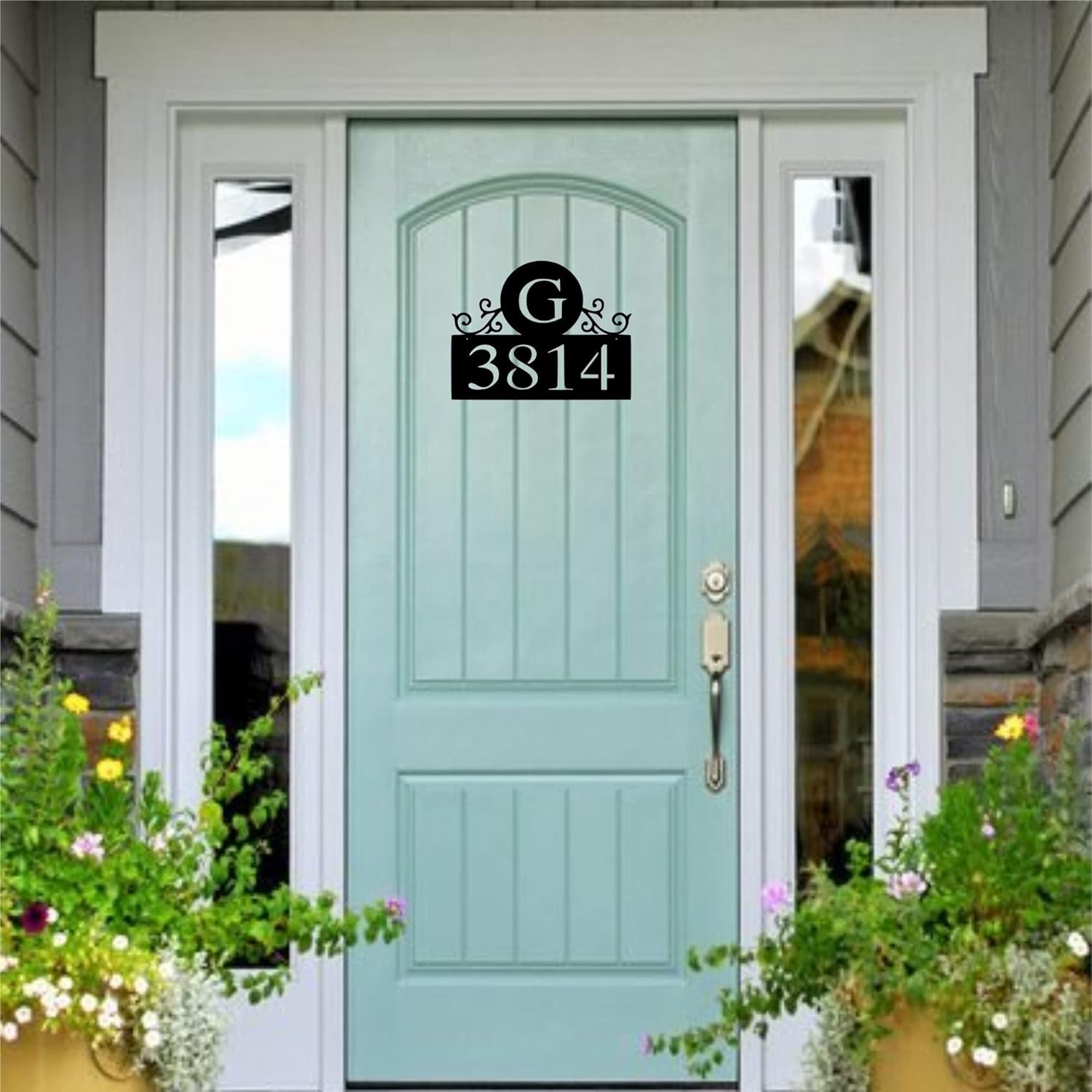 Personalized Top Letter Monogram Address Sign by Sea Biscuit Metal Designs