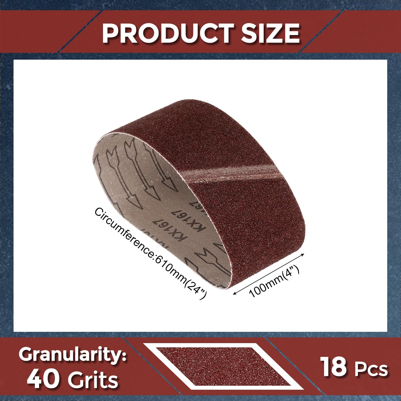 Kozelo 8 Pcs Sanding Belts 100mm x 610mm 40 Grit Aluminum Oxide Abrasive Sandpaper for Belt Sander Metal Grinding Wood Working Weld Rust Removal - Image 2