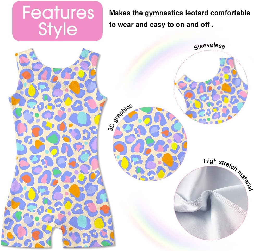 uideazone Gymnastics Leotards for Girls Sparkly Ballet Unitard with Shorts One-Piece Biketards Outfits for Toddler 2-9T - Image 4