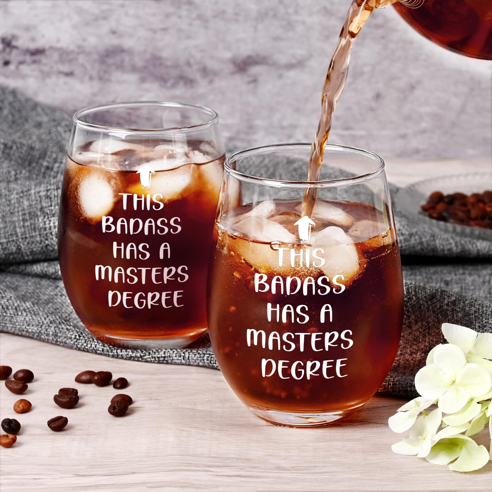 Futtumy Graduation Gifts, This Badass Has a Masters Degree Stemless Wine Glass for Her Women Sister Friends Graduates School Students Congrats Grad Party, Masters Degree Graduation Gifts for Her, 17Oz