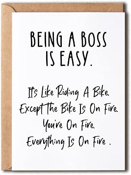 Being Boss Is Easy Like Riding Bike Funny Boss Gifts Ideas For Men Women Adult Employee Coworkers Staff Entrepreneur Business Owner Friends Card