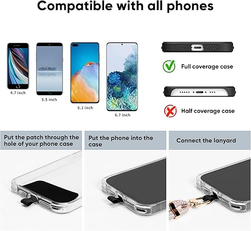 Miniatura 10 de 2 almohadillas de cordón ajustable para teléfono celular, correa para el cuello universal para teléfono celular + 2 piezas de parche de teléfono