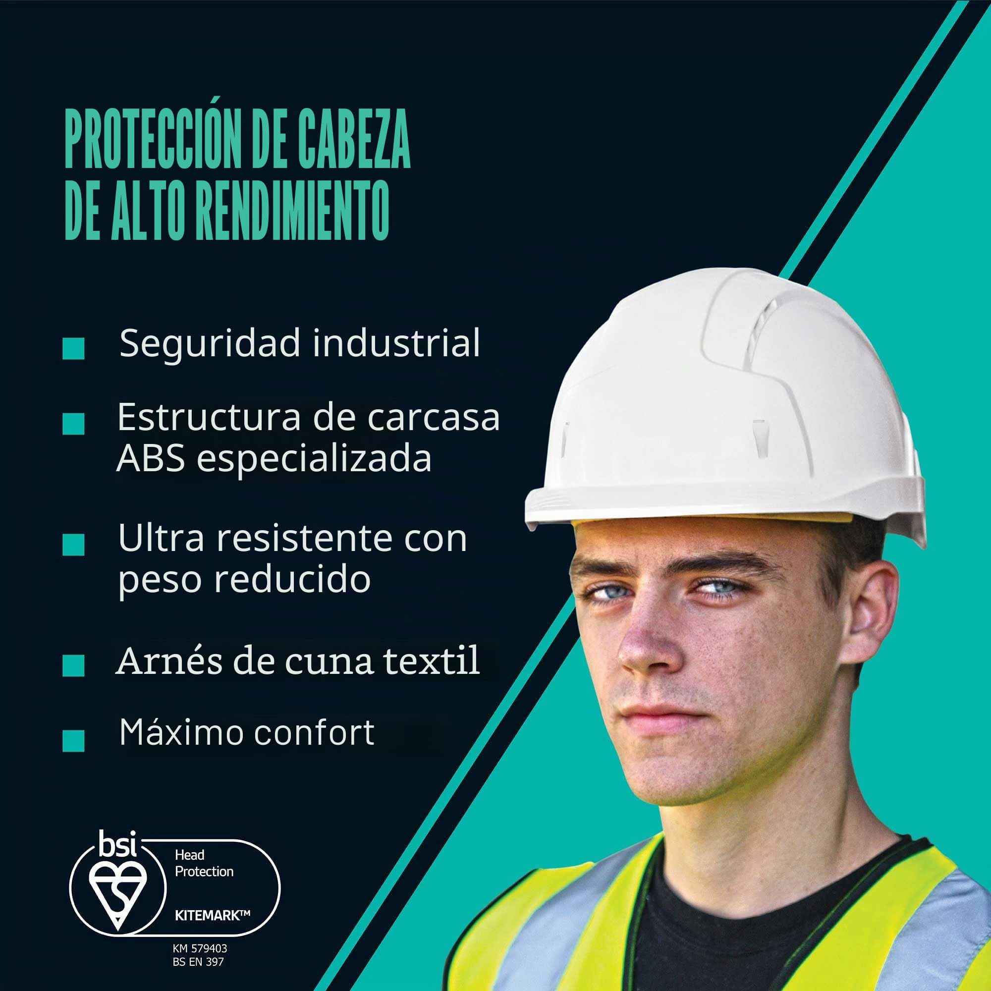 JSP EVOLITE Casco de Seguridad Ligero CR2 Wheel Ratchet - Ventilado - Blanco - Comodidad Superior - Ajuste Preciso - Casco de Obra Homologado para Ingeniería y Mantenimiento Industrial - EN 397