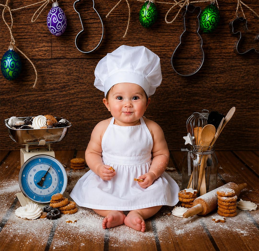 BabyMoon Chef | New Born Baby Photography Shoot Props | Costume | White-picture-27