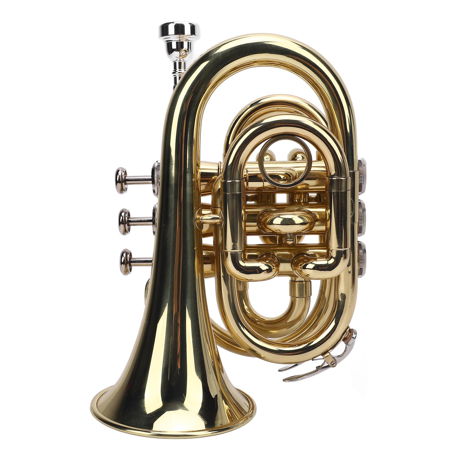 Tromba tascabile in Sib, squisita tromba tascabile in ottone con bocchino 7C, panno per la pulizia, guanti e borsa per il trasporto, per studenti principianti, design compatto