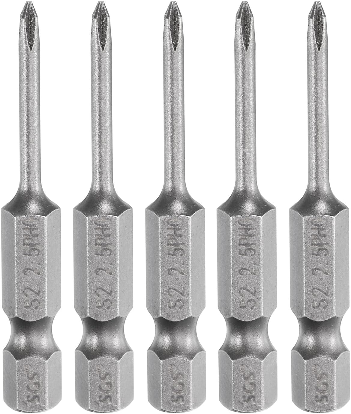 5pcs #0 Phillips Screwdriver Bit PH0 1/4" Hex Shank 2" (50mm) Long Magnetic S2 Steel Industrial Grade Screw Driver Bit Cross Head Electric Drill Bits 0.098" (2.5mm) Rod