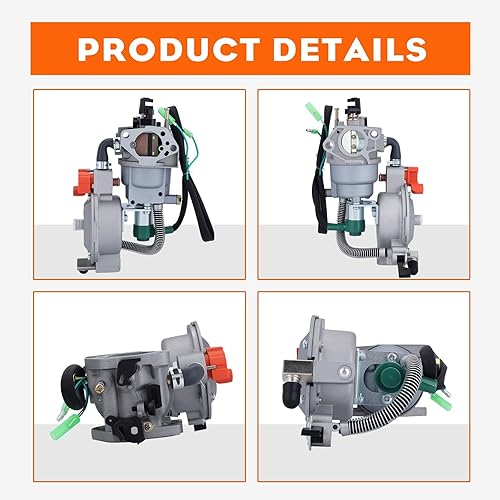 Miniatura 9 de HIPA carburador de combustible dual para generador GX390 188F, conversión LPG NG, con salida 4.5-5.5 KW y obturador manual.
