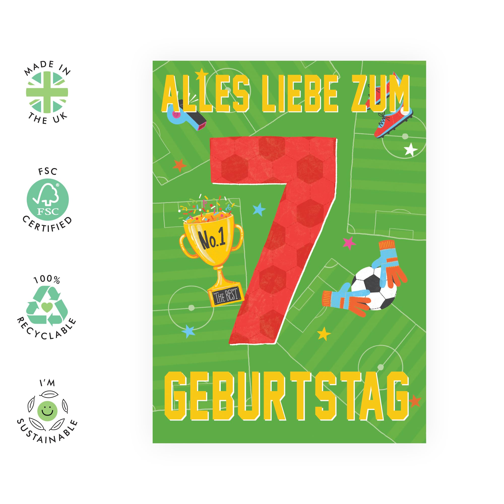 Fußball-Geburtstagskarte Mit Glitzer – Lasergeschnitten, 14x14 Cm, Für Jungen, Sohn Oder Freund