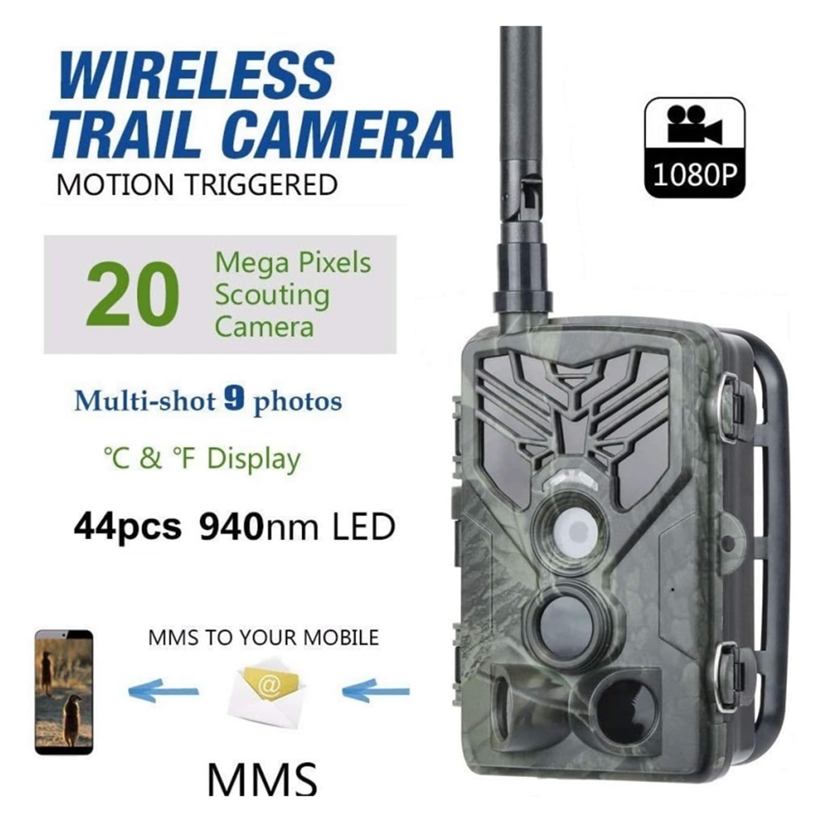 Kamery Obserwacyjne 2G SMS MMS SMTP 20MP 1080P Bezprzewodowa Kamera Myśliwska Do Dzikiej Przyrody 120 Zakres Wykrywania Ruch Night Vision Wodoodporny WyraźNe Nagranie Wideo