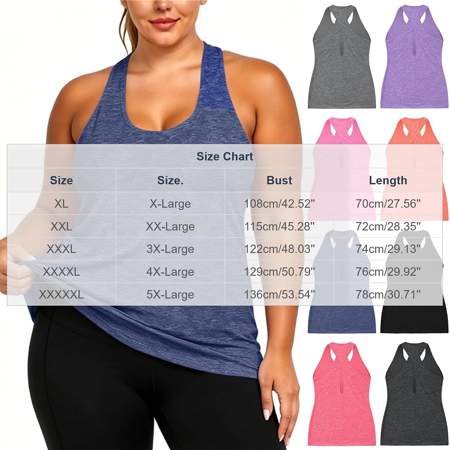 Womens Workout Tank Tops Lightweight Sleeveless Shirts for Women Plus Size Tops for Athletic Running Tennis Yoga