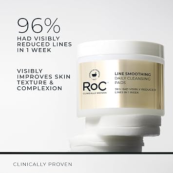 RoC Resurfacing Disks, Hypoallergenic Exfoliating Makeup Remover Pads for Wrinkles and Skin Tone, Hypo-Allergenic Skin Care, Oil-Free Daily Cleanser, 28 Count (Packaging May Vary)