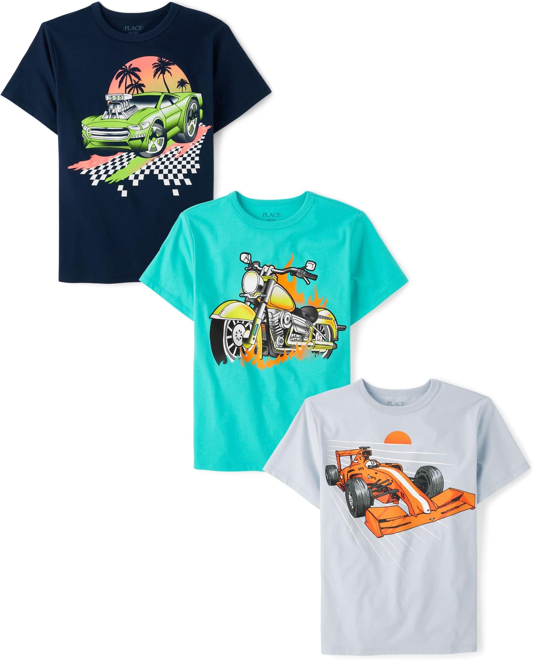 The Children's PlaceBoys Animals,Cars Short Sleeve Graphic T-Shirts,3 Pack