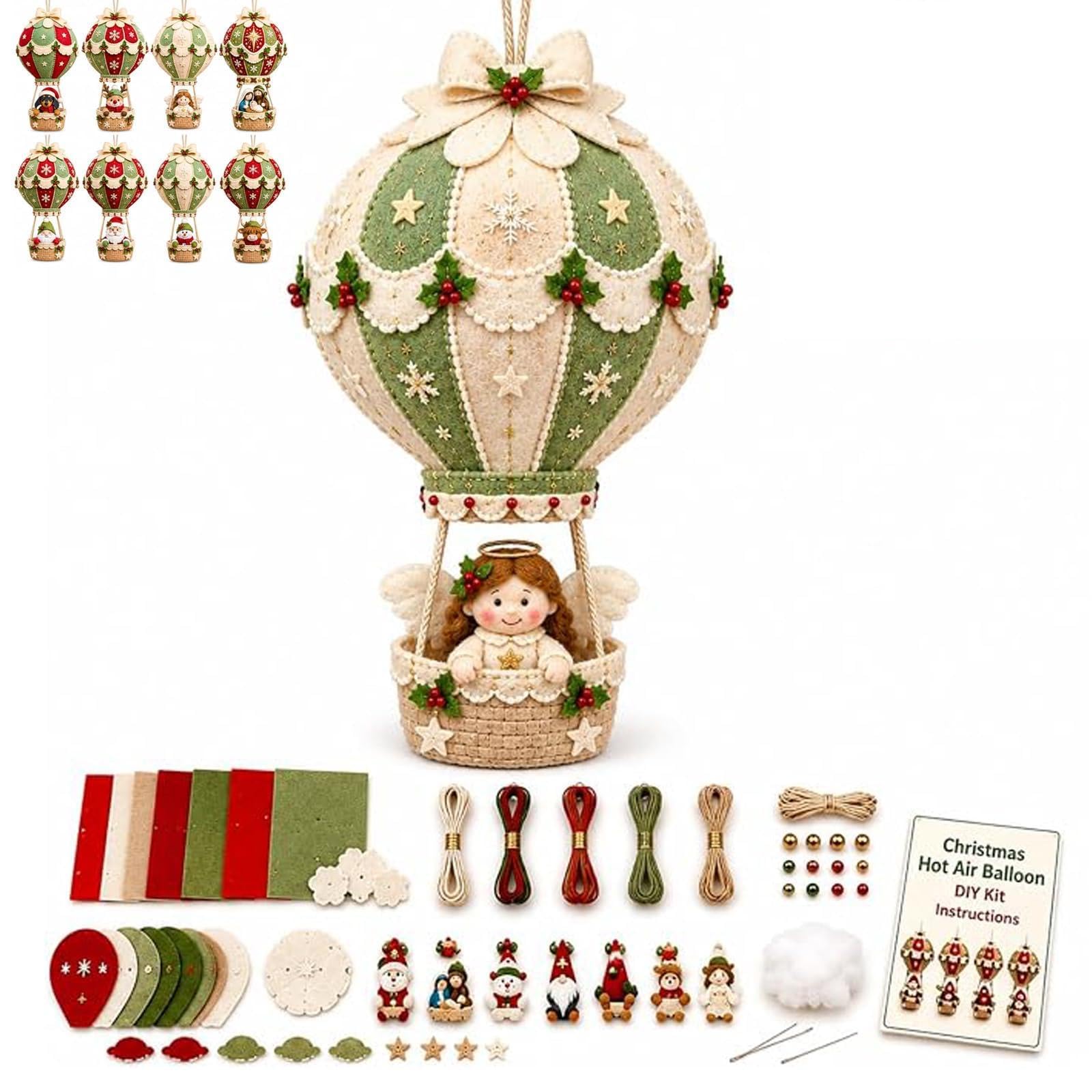 Kit Appeso Pallone Aerostatico Natale Ornamento In Feltro Da Realizzare (H#)