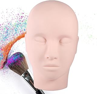Mannequin Training Head Model Soft Silicone Makeup Practice Head Tattoo Practice Head Model for Eyelash Extension Face Painting