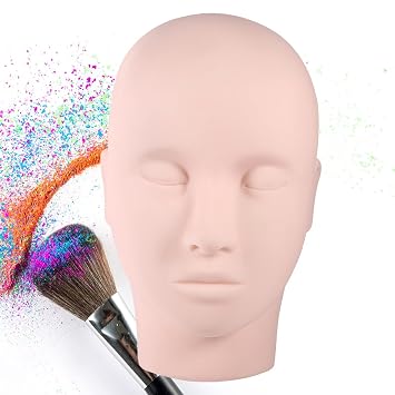 Mannequin Training Head Model Soft Silicone Makeup Practice Head Tattoo Practice Head Model for Eyelash Extension Face Painting