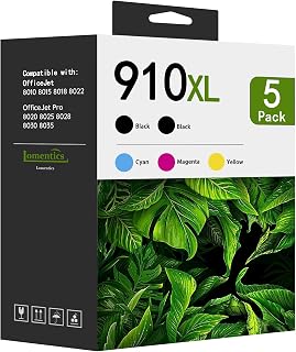910XL Ink Cartridges Combo Pack (5-Pack, 2Black/1Cyan/1Magenta/1Yellow) LOMENTI- Compatible 910XL 910 Ink Cartridges Replacement for HP OfficeJet 8010 8015 8018 8022 Pro 8020 8025 8028 8030 Printer