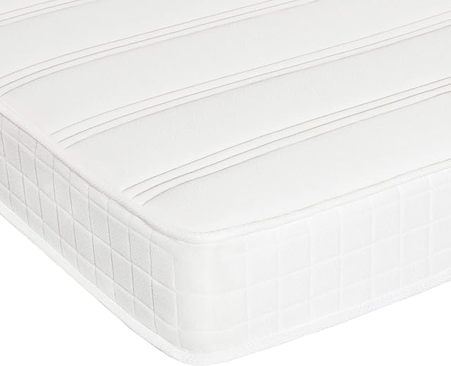 Yaheetech Single Mattress 3ft Bonnell Springs Mattress Single Foam Mattress Medium Firm Mattress for Single Bed with Anti-mite Knitted Jacquard Cover, 90x190x19cm,White