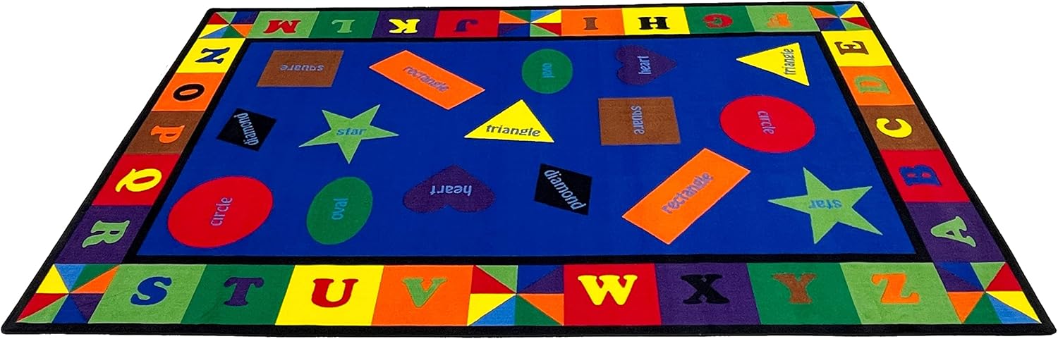 KIDCARPET.COM ABC Dots Rectangle Classroom Rug | Bordered Area Rug for Preschool Daycare Learning, 4' x 6'