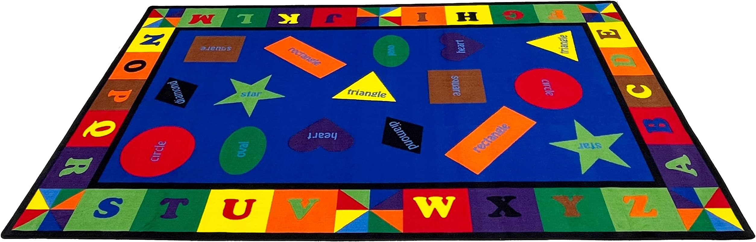 KIDCARPET.COM Shapes & Alphabets - Bright Rectangle Classroom Rug | Bordered Area Rug for Preschool Daycare Learning, 6' x 8'6"
