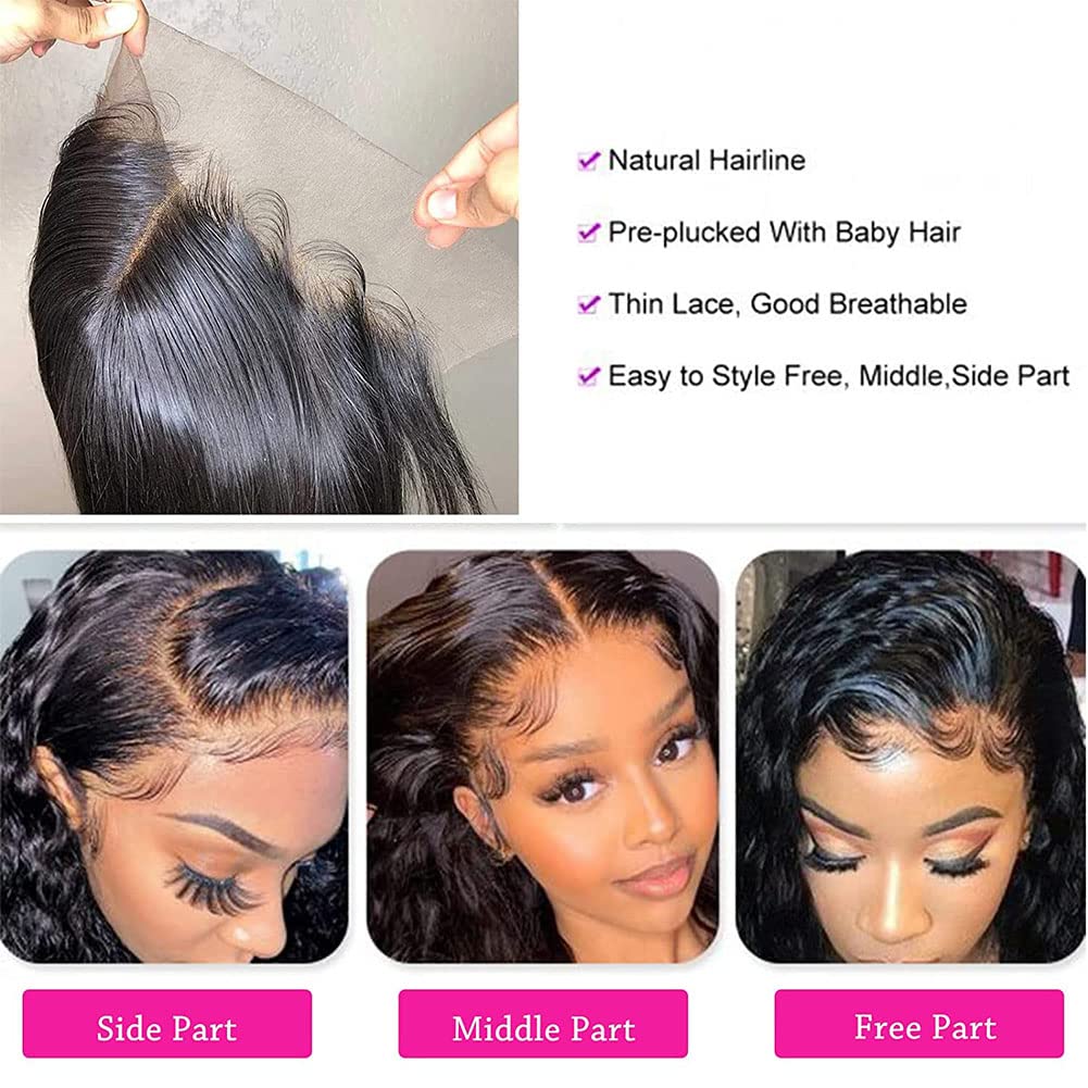 18 Inch 13x4 HD Lace Frontal Closure 100% Brazilian Virgin Human Hair Body Wave Ear to Ear Transparent Lace Frontal Pre Plucked with Baby Hair