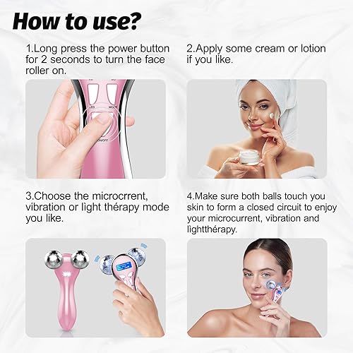 Miniatura 4 de Yeadous Dispositivo facial de microcorriente, rodillo de elevación facial eléctrico 4D con vibración, productos para el cuidado de la piel para