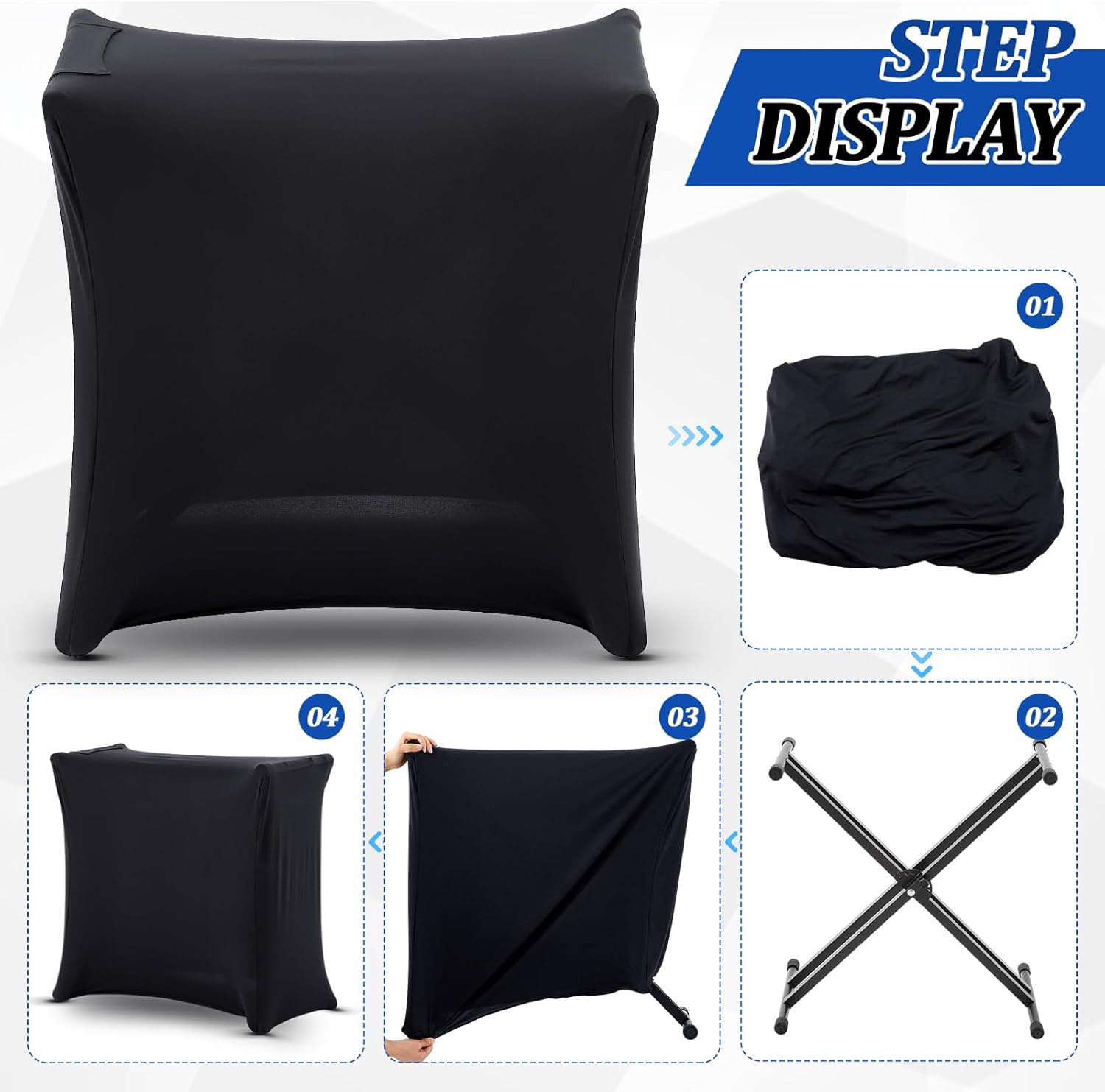 SmoothNovelty 31" x 26" x 16" Universal Black DJ Scrim Cloth Cover with Pocket for X Stand, DJ Keyboard, Carry Bag, 360-degree Coverage, Wrinkle-resistant