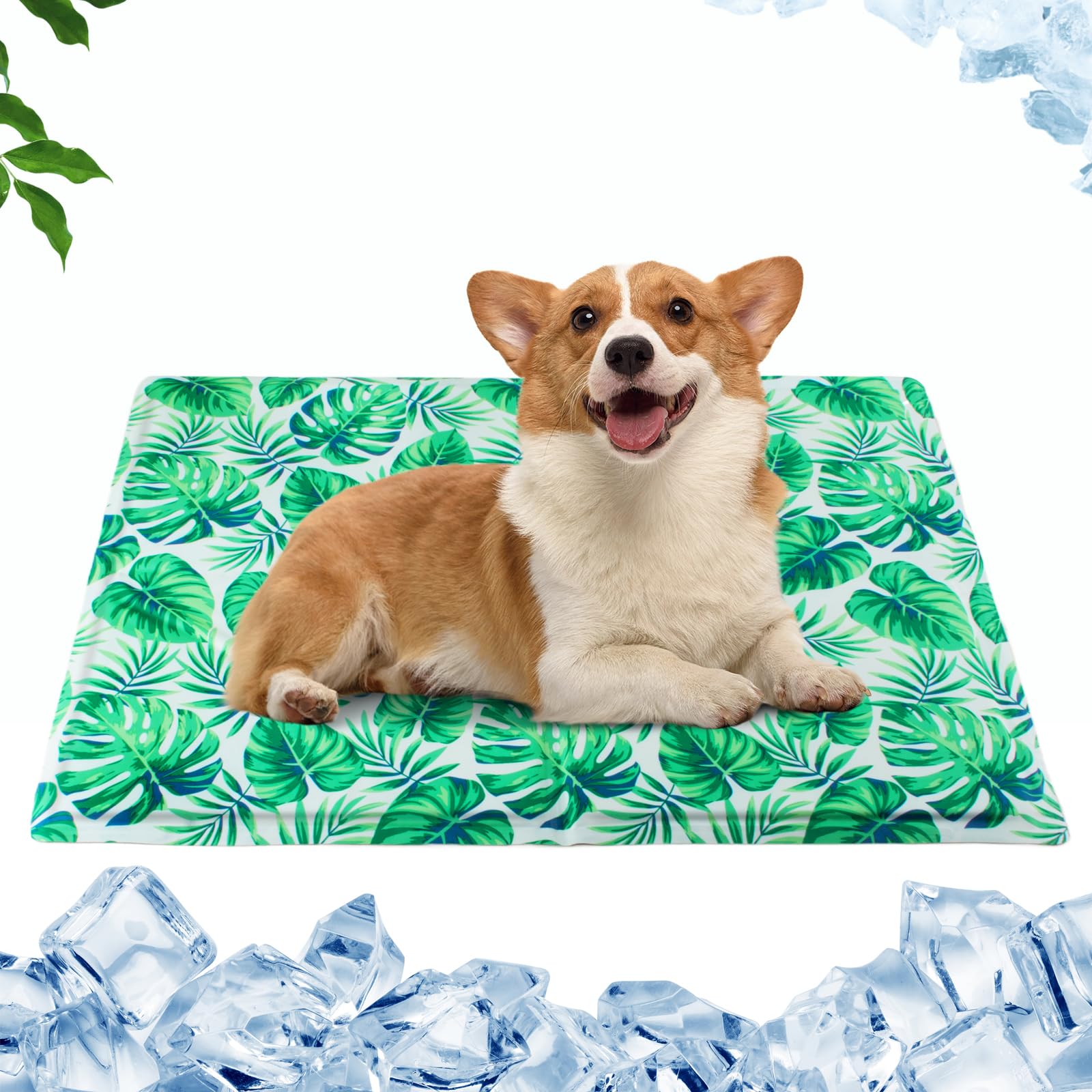 Qoosea Alfombra Refrescante para Perro Gato, Manta Refrigerante No Tóxicas para Animales Pet Cooling Mat, Alfombrilla de Refrigeración Automática Esterilla de Gel de Dormir Suave - 30 * 40CM