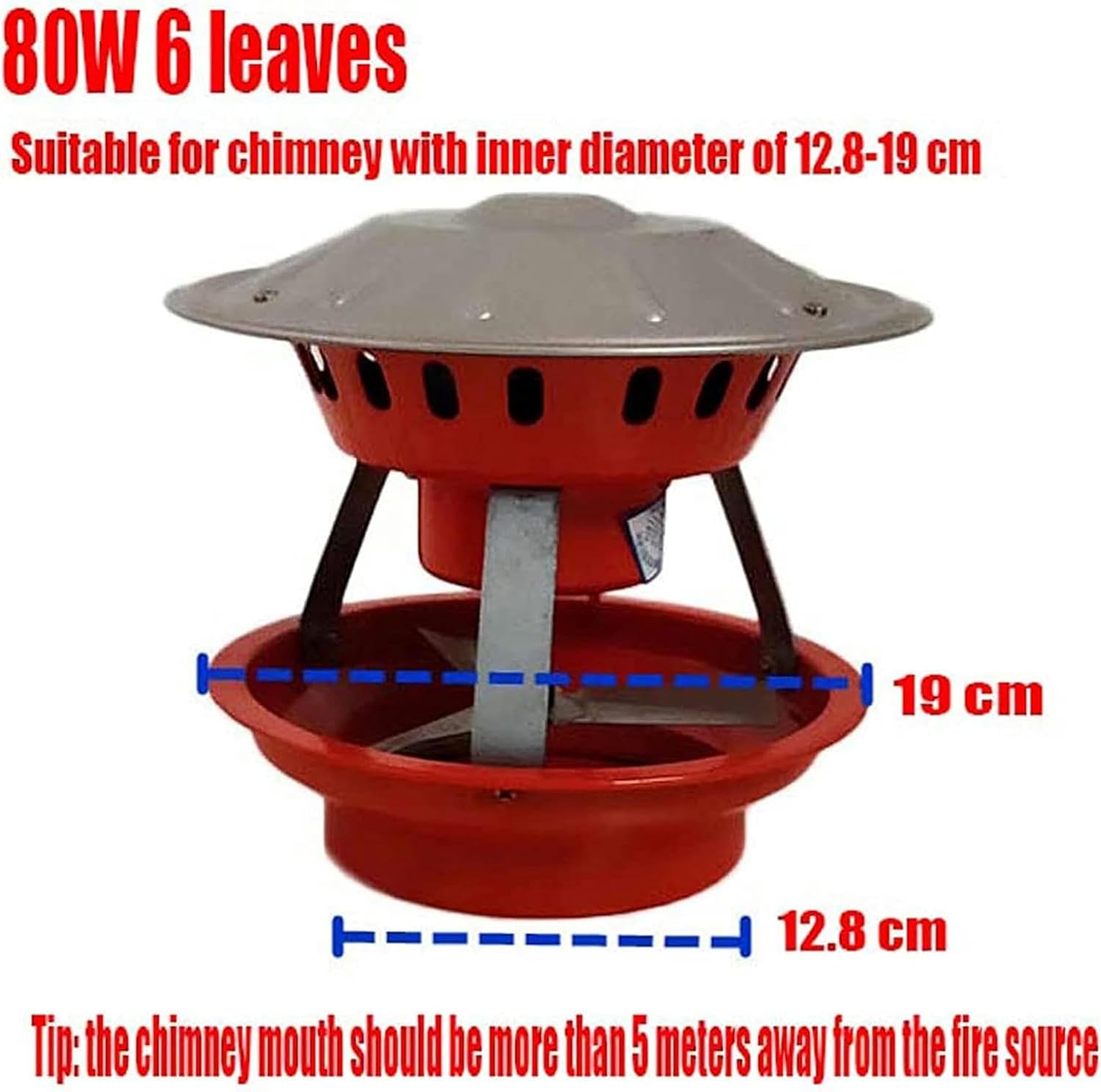 Chimney Cowl Cap, 60W/80W Chimney Ventilation Fans, Fireplace Smoke Extractor Pumps, Electric Chimney Fan, Flue Chimney Exhaust Fan, Blower Fan