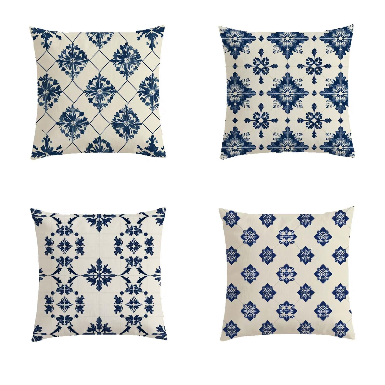 Housse de coussin 80x80cm lot de 4 blanc amovible pour protéger votre canapé de jardin