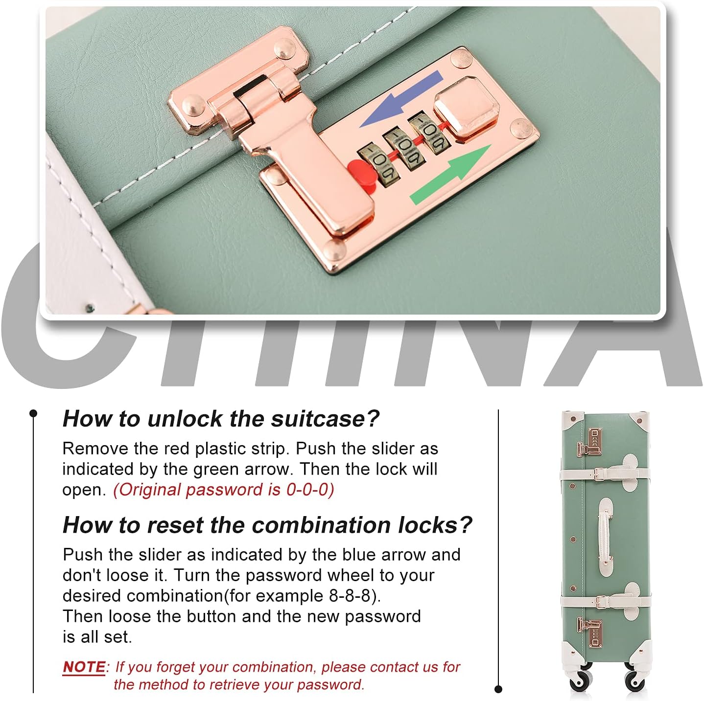 review Unitravel 3 Piece Vintage Combination Suitcase Set, Hard Shell Retro Travel Trunk Luggage with Train Bag for Women (Matcha Green, 26