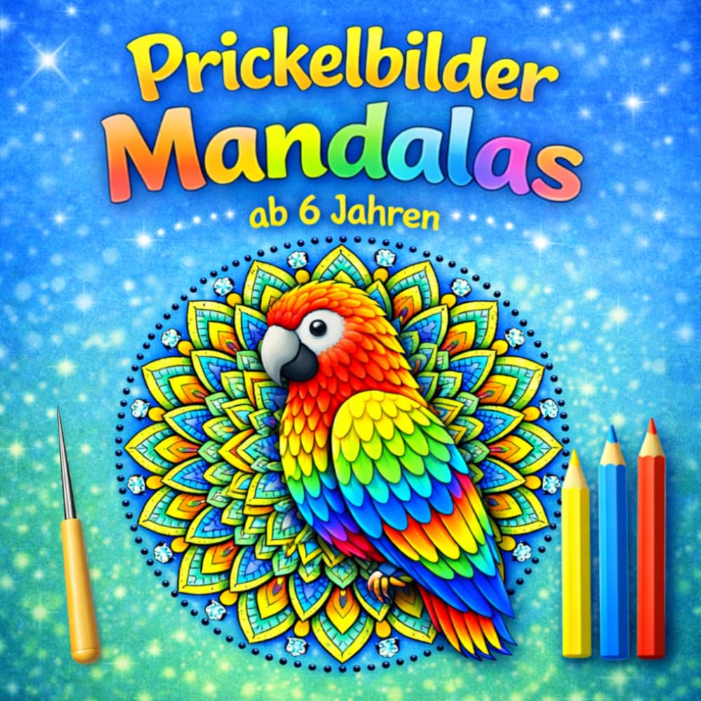 Prickelbilder Mandalas: Bastelbuch für Kinder ab 6 Jahren mit 50 Prickelvorlagen zum Ausmalen, Prickeln, Ausschneiden und Basteln mit ... - Prickelblock für Mädchen & Jungen