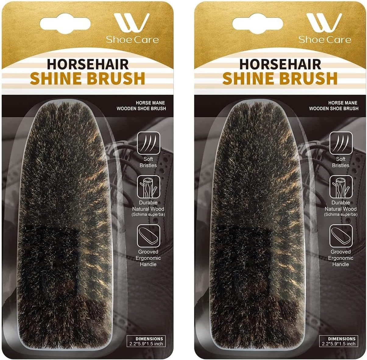 WBM Care Shoe Brush, Protects Leather from Scuffs and Scratches, Best for All Kind of Leather Surfaces, Shoe Cleaner, Horsehair Boot Brush, Pack of 2 (6308A-2PCS) : Everything Else