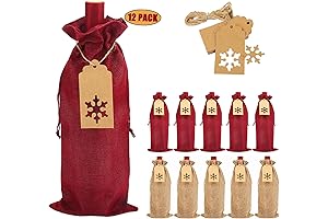 DERAYEE Burlap Wine Gift Bags, Reusable Christmas Wine Bags with Drawstrings