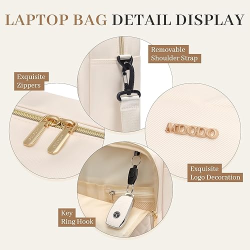 Miniatura 7 de Bolsa para laptop para mujer, bolsa de trabajo de 15.6 pulgadas, impermeable, bolso de hombro para profesor, oficina, bolso cruzado