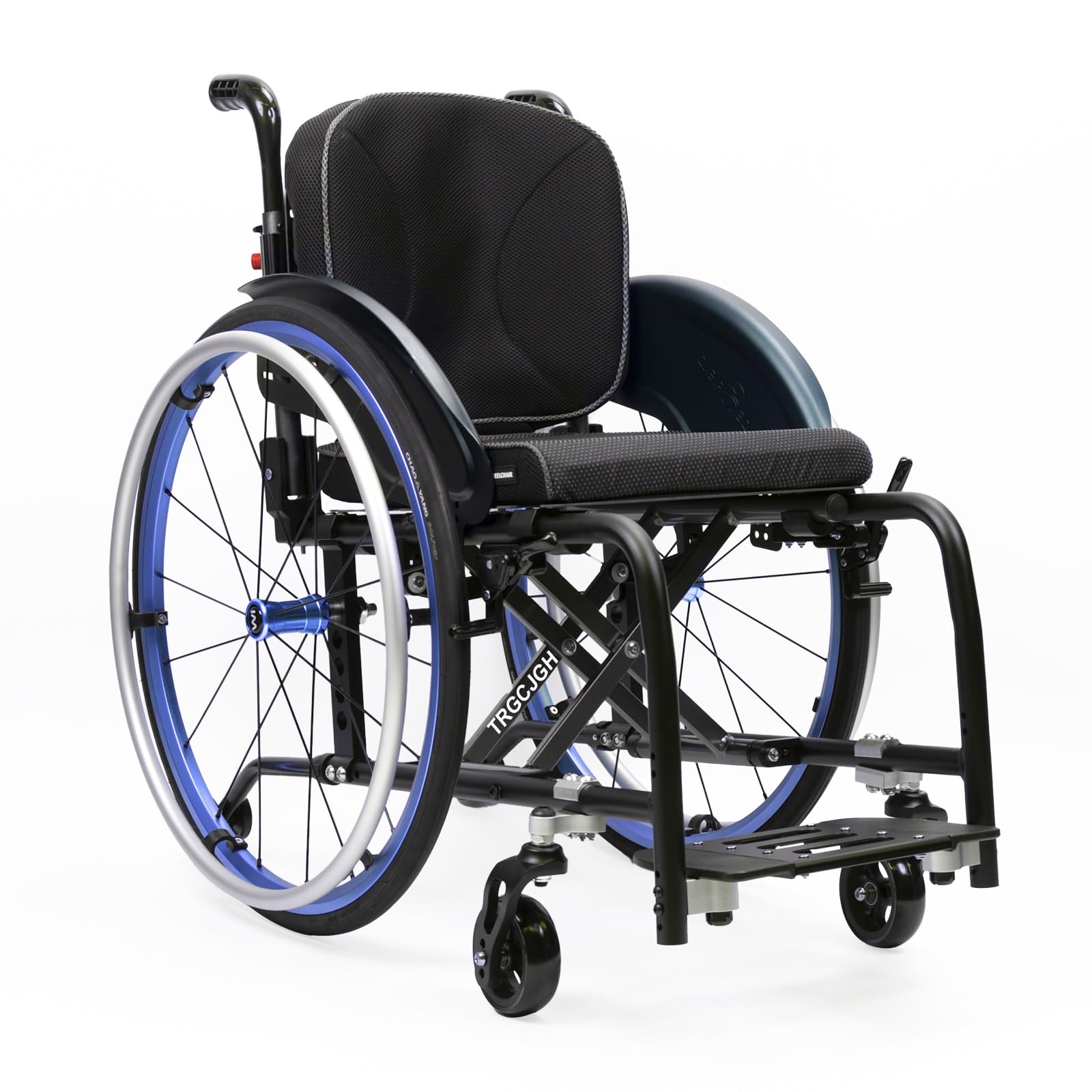 Silla de ruedas aluminio plegable portátil, Ligera, Autopropulsable | Manual, Ligero, Transporte, Frenos de mano, Compacta, Reposapiés extraíbles, Antivuelco, Con cinturó(Blue,38cm/14.9in Seat)