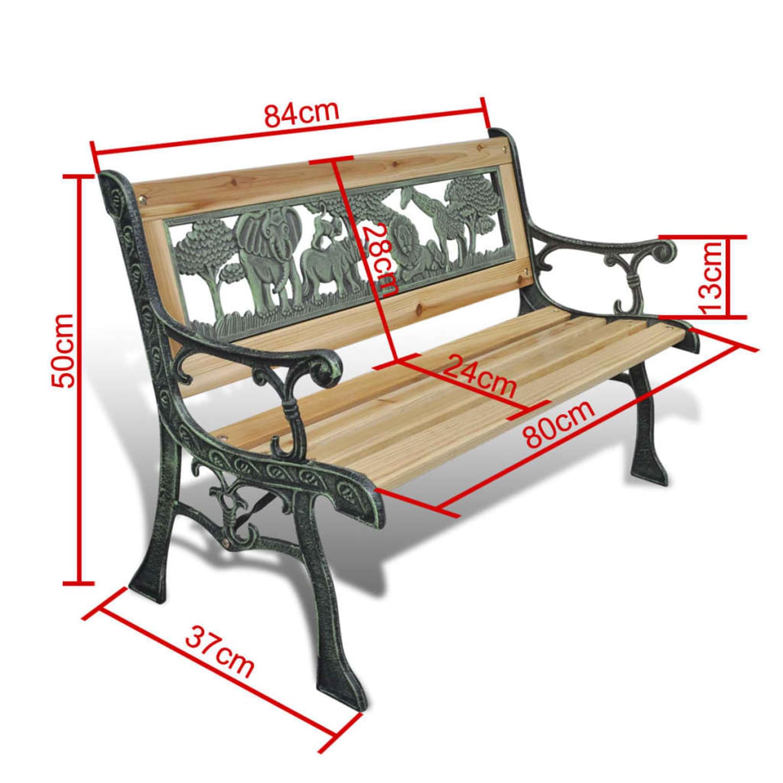Homgoday Banc de jardin pour enfants - 84 cm - En bois - Banc de terrasse - Pour extérieur, salon