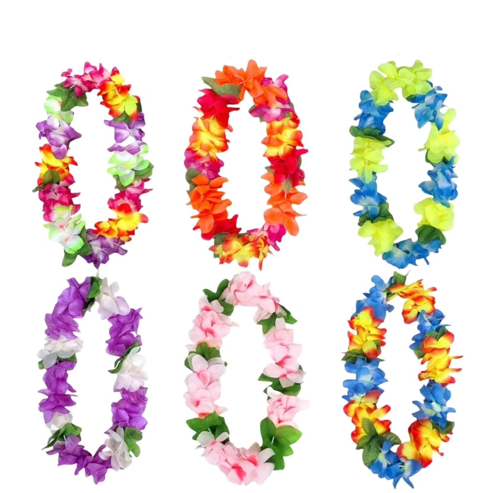 12–48 Stück verdickte Hawaiiketten, Tropische Blumen, Halskette, Strand, Hawaii, Luau, Party-Geschenke, Pool, Tiki, Geburtstagsparty-Zubehör Für Erwachsene(Color B,48 Pieces)