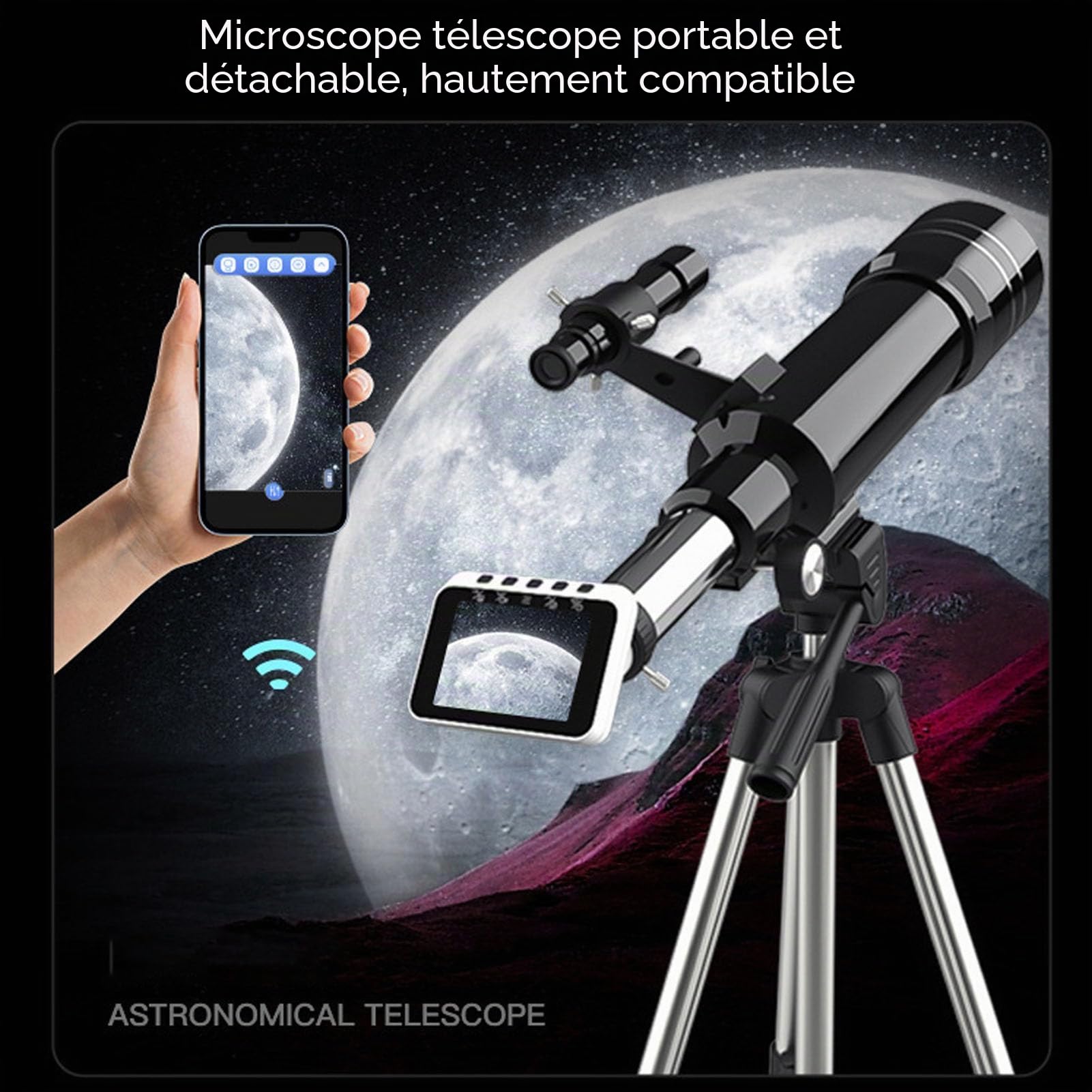 Caméra Oculaire électronique WiFi, Oculaire Numérique du Télescope avec écran D'affichage 2,8 Pouces et Objectif HD 2MP, Enregistrement Vidéo 1080p pour L'astromoteur d'oiseaux