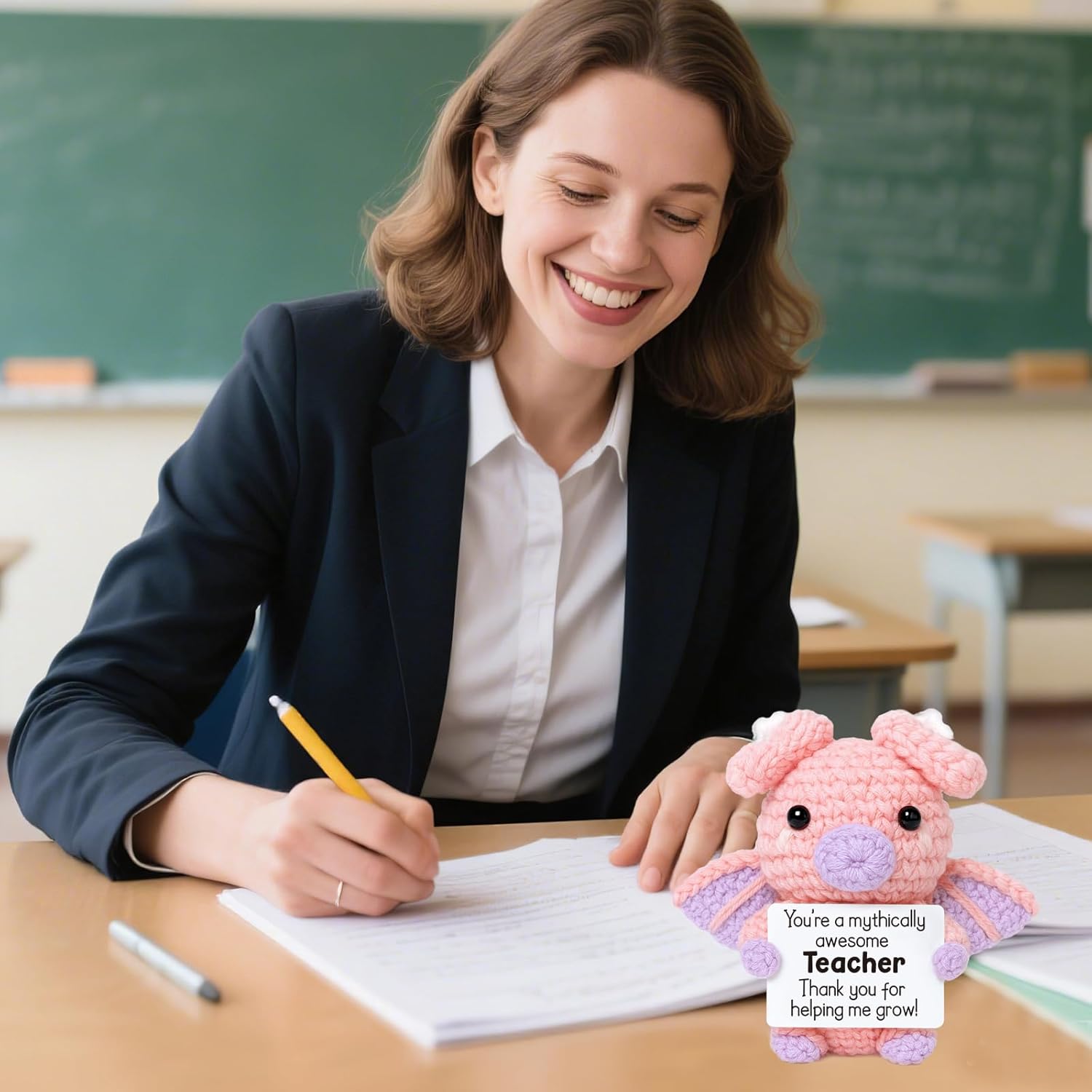 Mini Funny Dragon Thank You Gifts for Teacher, Positive Appreciation Gifts for Tutors, Professor, Friends, Coach, Coworker, Emotional Crochet Dragon Gift for Birthday, Graduation, Valentines Day Decor - Image 5