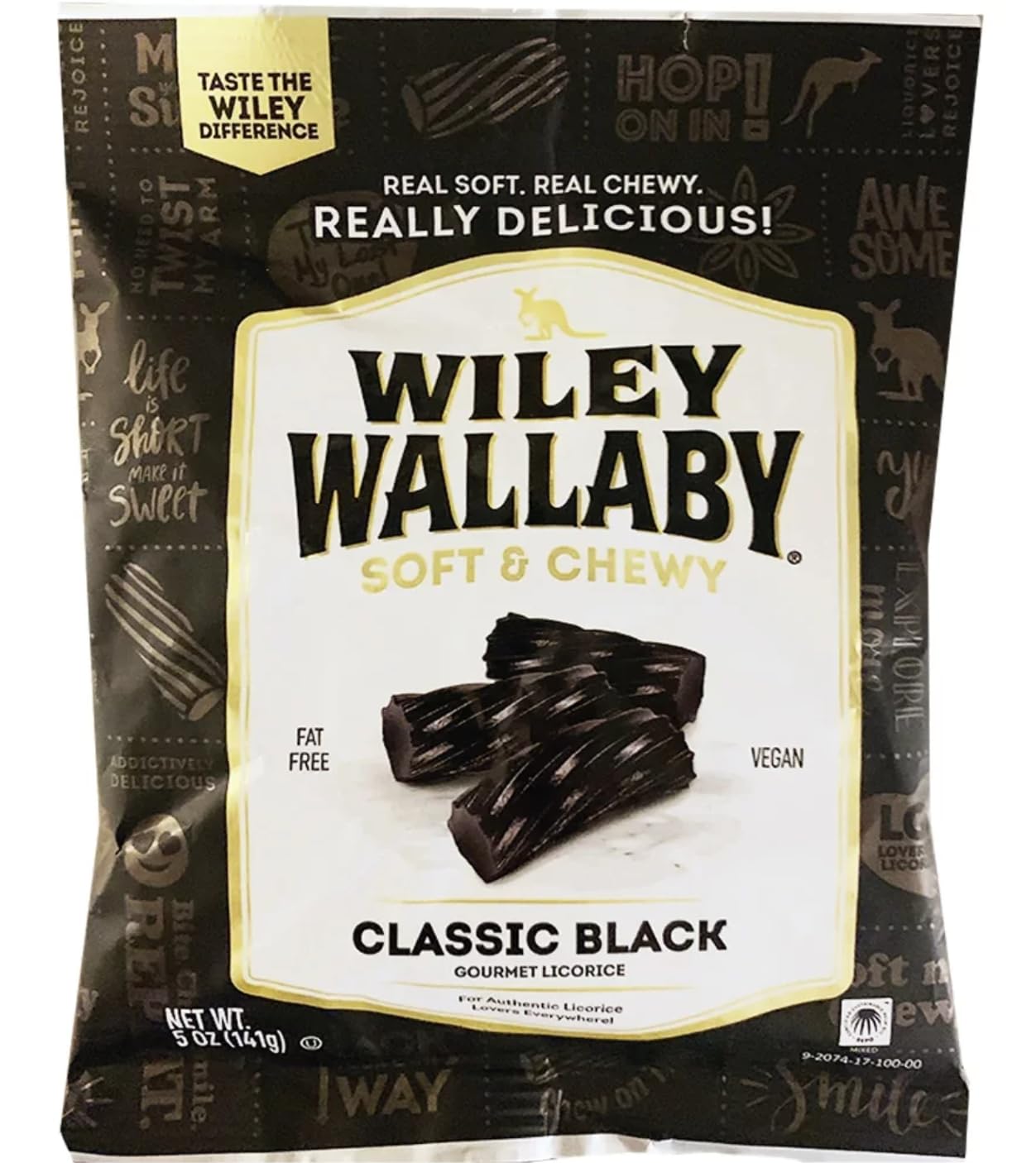 Generic Wiley Wallaby Black Licorice Candy, 4 Pieces, 113 Grams