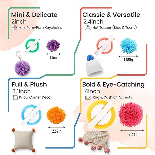 Miniatura 2 de VGOODALL Juego de 18 piezas de telar de tejer para principiantes, telares redondos y rectangulares con fabricante de pompones y hilo para sombrero