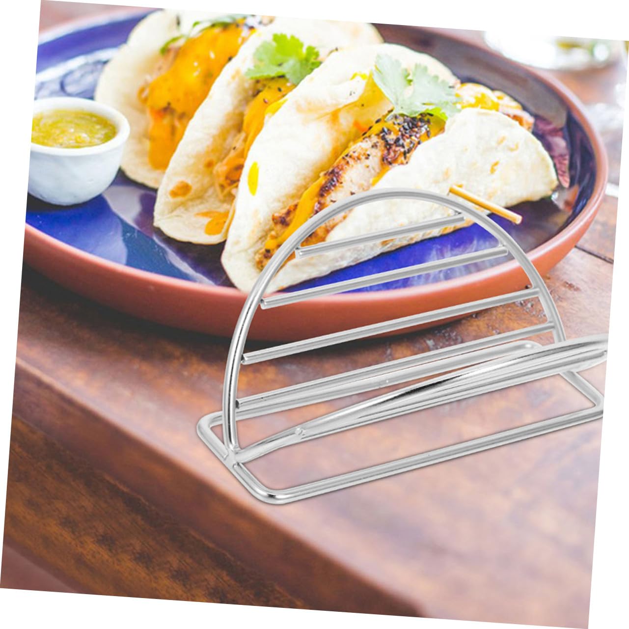 Soporte para Tacos De Acero Inoxidable Resistente y Compacto, Pack De 4 Piezas para Cocina y Restaurantes, Apto para Hornos y Lavavajillas, Exhibidor Versátil para Tacos Blandos y Postres
