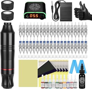 ATOMUS Tattoo Machine Set Tattoo Machine Kit Rotary Tattoo Pen Kit Tattoo Ink Black Cartridge Tattoo Needles for Tattoo Artists
