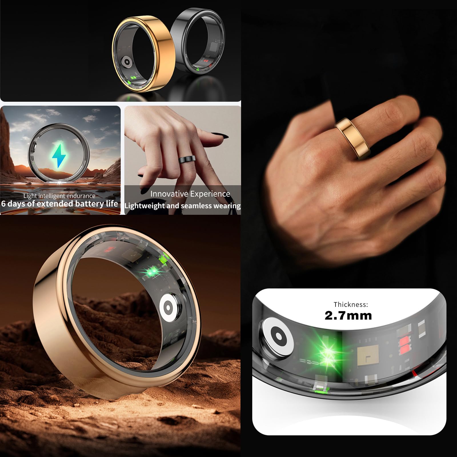 Vital Health Ring Touch Control Ring Smart Ring Health Tracker ...